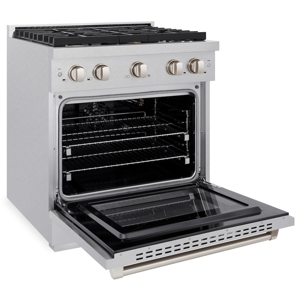ZLINE 30-Inch Paramount Gas Range with Convection Gas Oven, 4 Brass Burners, 4.2 cu. ft., Satin Stainless Steel (SGRS-BR-30)