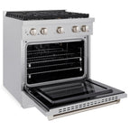 ZLINE 30-Inch Paramount Gas Range with Convection Gas Oven, 4 Brass Burners, 4.2 cu. ft., Satin Stainless Steel (SGRS-BR-30)
