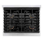 ZLINE 30-Inch Paramount Gas Range with Convection Gas Oven, 4 Brass Burners, 4.2 cu. ft., Satin Stainless Steel (SGRS-BR-30)