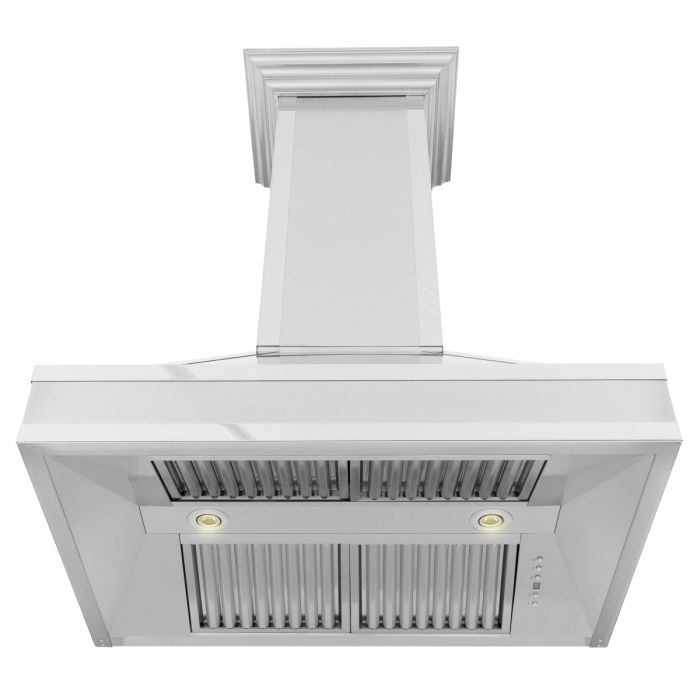 ZLINE 30 Inch Wall Mount Range Hood Satin Stainless Steel Mirror Accents Designer Series (655MR-30)