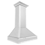 ZLINE 36" Wall Mount Range Hood – Satin Stainless Steel, Ducted, Mirror Accents, Designer Series (655MR-36)