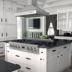 ZLINE Appliance Package - 48" Rangetop With 7 Gas Burners, Range Hood in Satin Stainless Steel, 2KP-RTSRH48