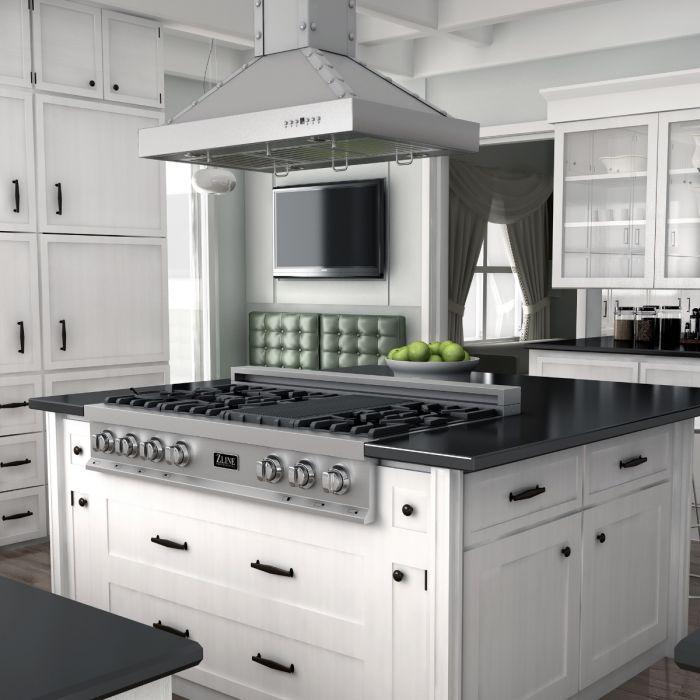 ZLINE Appliance Package - 30" Professional Double Wall Oven, 48" Rangetop, Range Hood In Satin Stainless Steel, 3KP-RTSRH48-AWD