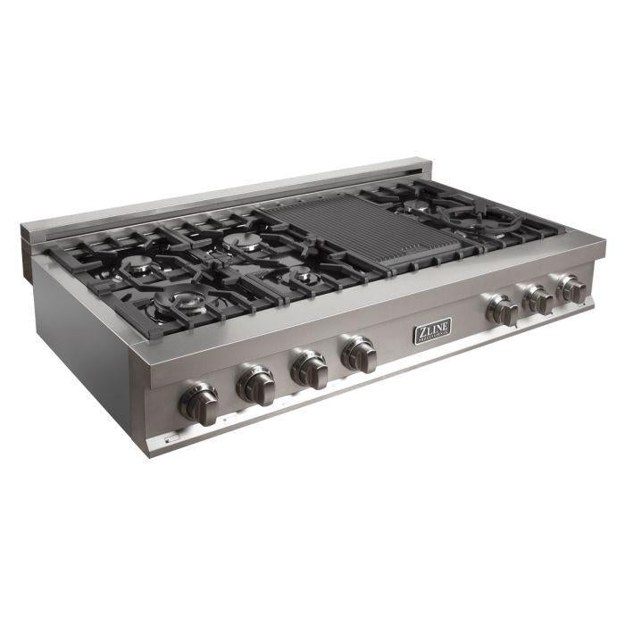 ZLINE Appliance Package - 30" Professional Double Wall Oven, 48" Rangetop, Range Hood In Satin Stainless Steel, 3KP-RTSRH48-AWD