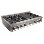 ZLINE Appliance Package - 30" Professional Double Wall Oven, 48" Rangetop, Range Hood In Satin Stainless Steel, 3KP-RTSRH48-AWD