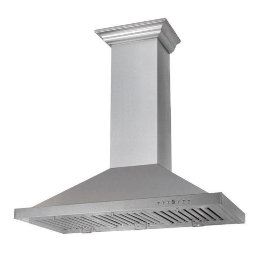 ZLINE 36 in. Wall Mount Range Hood Convertible Vent Satin Stainless Steel Designer Series 400 CFM (8KBS-36)