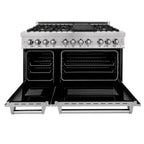 ZLINE 48 in. 6.0 cu. ft. Legacy Dual Fuel Range with 6 Brass Burners and Griddle, 2 Electric Ovens, Satin Stainless Steel (RAS-SN-BR-GR-48)