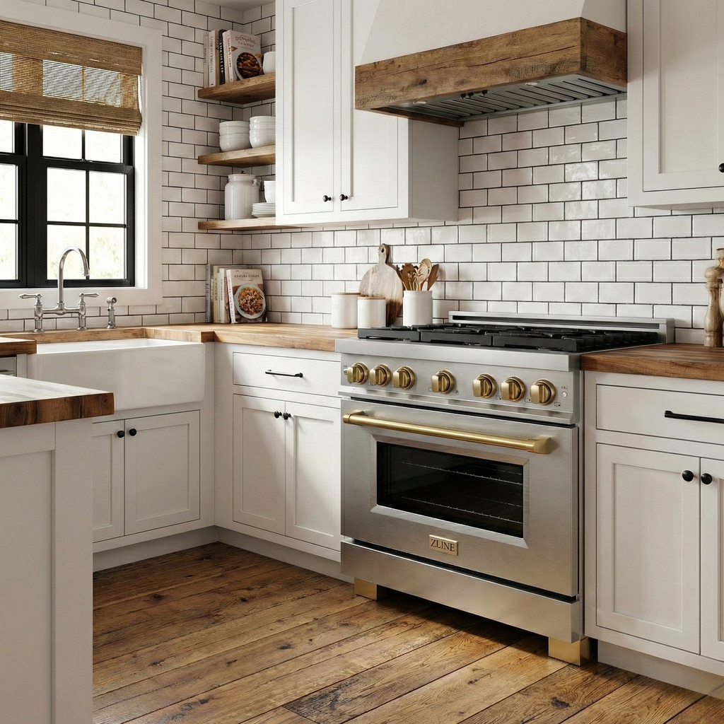 ZLINE Autograph Edition 36 in. 5.2 cu. ft. Paramount Gas Range with Convection Gas Oven, Stainless Steel with Bronze Accents (SGRZ-36-CB)