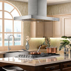 ZLINE 42-Inch Island Range Hood Stainless Steel 4-Speed Fan LED Lighting KE2i-42
