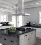 ZLINE 42-Inch Island Range Hood Stainless Steel 4-Speed Fan LED Lighting KE2i-42
