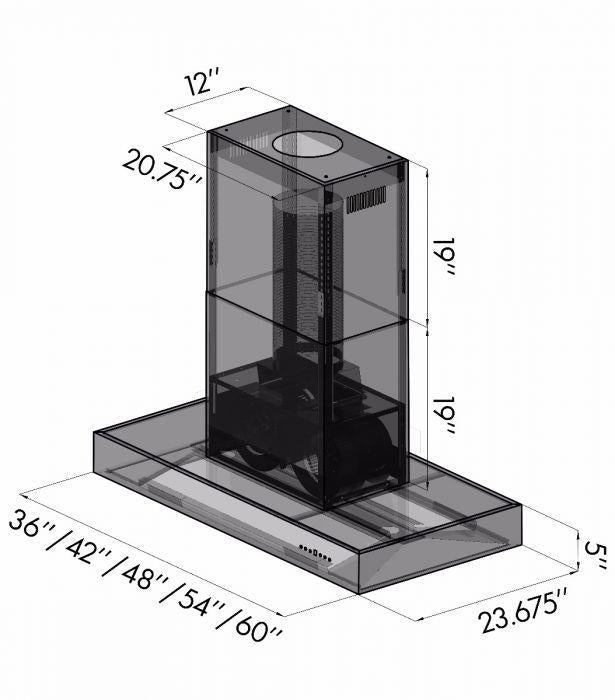 ZLINE 42 Inch Island Mount Range Hood Stainless Steel Ducted Outdoor Use 304 Grade (KECOMi-304-42)