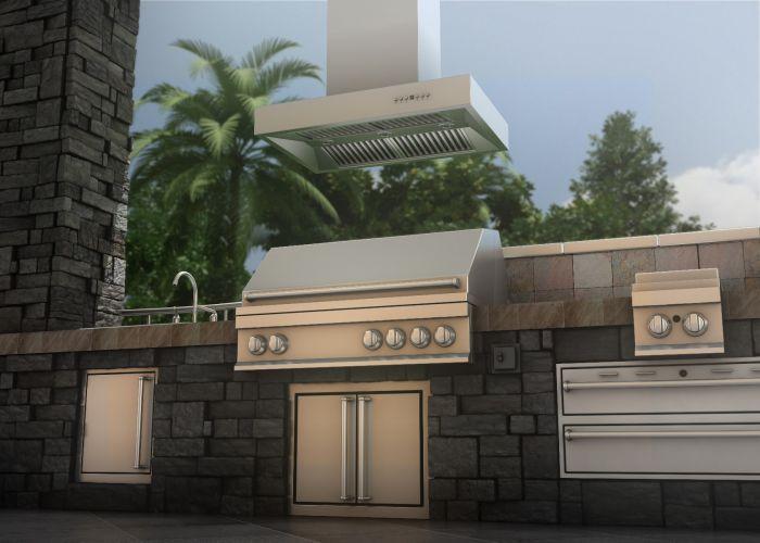 ZLINE 42 Inch Island Mount Range Hood Stainless Steel Ducted Outdoor Use 304 Grade (KECOMi-304-42)