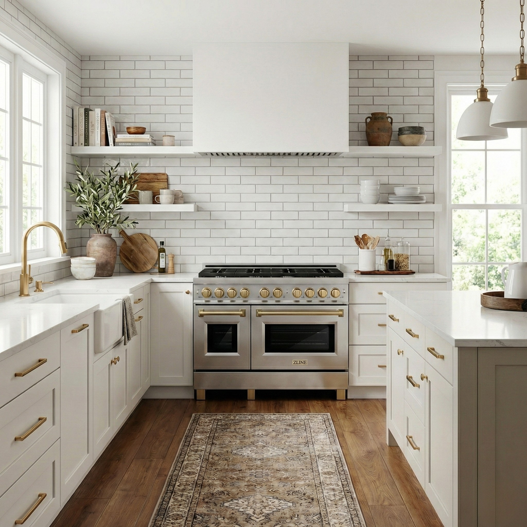 ZLINE Autograph Edition 48 in. 6.7 cu. ft. Paramount Double Oven Dual Fuel Range with 8 Gas Burners, Stainless Steel with Champagne Bronze Accents (SDRZ-48-CB)