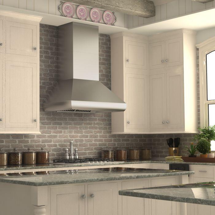 ZLINE 48 in. Wall Mount Range Hood Convertible Vent Stainless Steel 4-Speed 400 CFM (587-48)