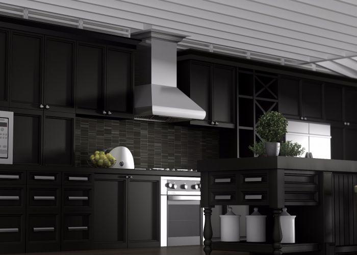 ZLINE 36 Inch Wall Mount Range Hood Stainless Steel Convertible Vent with Crown Molding 587CRN-36