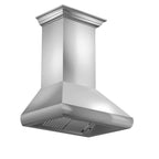 ZLINE 36 Inch Wall Mount Range Hood Stainless Steel Convertible Vent with Crown Molding 587CRN-36