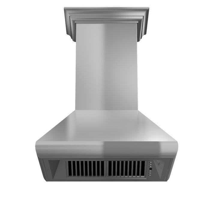 ZLINE 30 Inch Wall Mount Range Hood Convertible Vent Stainless Steel with Crown Molding (587CRN-30)