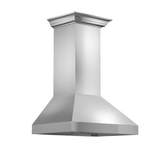 ZLINE 48 in. Wall Mount Range Hood Convertible Vent Stainless Steel with Crown Molding (597CRN-48)
