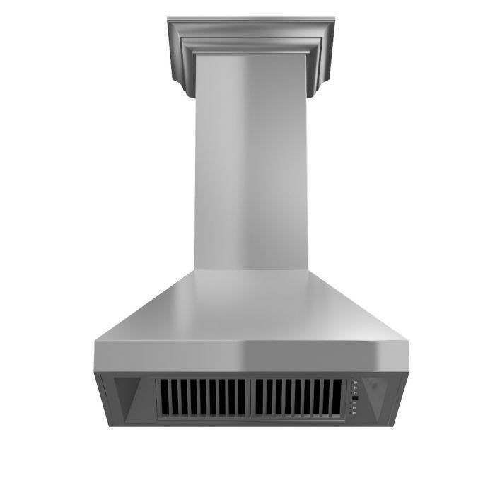ZLINE 48 in. Wall Mount Range Hood Convertible Vent Stainless Steel with Crown Molding (597CRN-48)