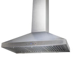 ZLINE 36 in Wall Mount Range Hood Convertible Vent Satin Stainless Steel 400 CFM LED Lighting Baffle Filters (8KL3S-36)