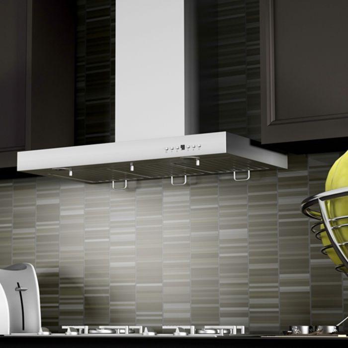 ZLINE 48 Inch Wall Mount Range Hood Stainless Steel Convertible Vent Crown Molding (KECRN-48)