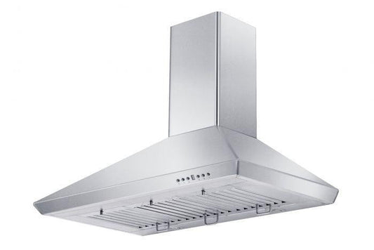 ZLINE 36 in. Wall Mount Range Hood Stainless Steel Indoor 400 CFM LED Lighting Baffle Filters (KF-36)