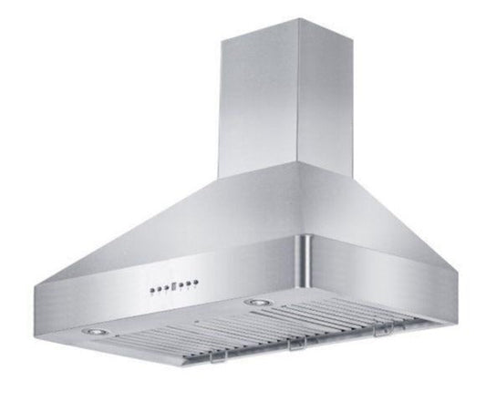 ZLINE 36 Inch Wall Mount Range Hood Stainless Steel Indoor 400 CFM LED Lighting Baffle Filters (KF2-36)