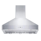 ZLINE 36 Inch Wall Mount Range Hood Stainless Steel Indoor 400 CFM LED Lighting Baffle Filters (KF2-36)
