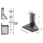 ZLINE 42 Inch Wall Mount Range Hood Convertible Vent Stainless Steel 4-Speed 400 CFM (KL3-42)