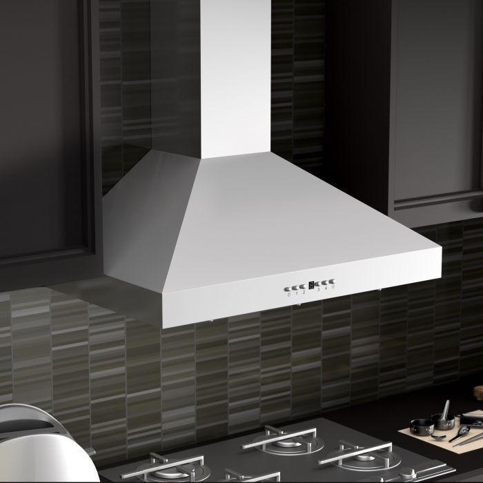 ZLINE 36 in. Wall Mount Range Hood Stainless Steel Convertible Vent Crown Molding 400 CFM (KL3CRN-36)