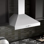 ZLINE 42 in. Wall Mount Range Hood Convertible Vent Stainless Steel Crown Molding 4-Speed Fan LED Lighting (KL3CRN-42)