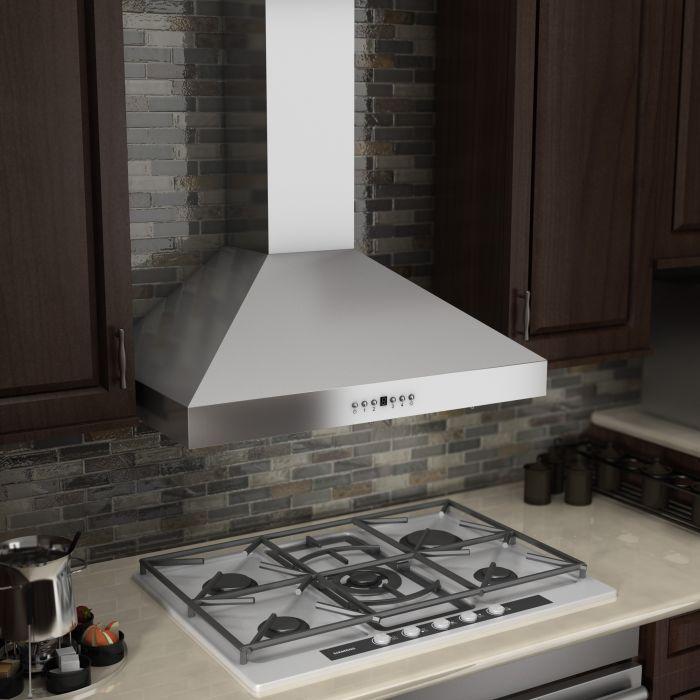 ZLINE 36 in. Wall Mount Range Hood Stainless Steel Convertible Vent Crown Molding 400 CFM (KL3CRN-36)