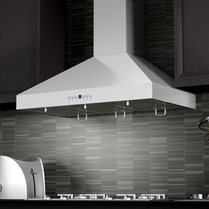 ZLINE 36 in. Wall Mount Range Hood Stainless Steel Convertible Vent Crown Molding 400 CFM (KL3CRN-36)