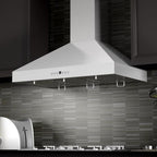 ZLINE 48 in. Wall Mount Range Hood Convertible Stainless Steel Crown Molding 4-Speed 700 CFM (KL3CRN-48)