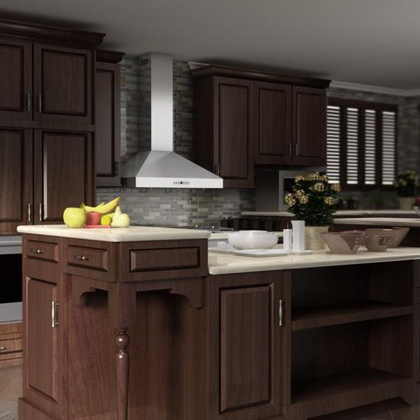 ZLINE 48 in. Wall Mount Range Hood Convertible Stainless Steel Crown Molding 4-Speed 700 CFM (KL3CRN-48)