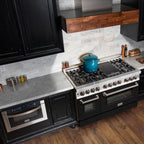 ZLINE 48-Inch Professional Gas Range with Electric Oven, 7 Burners, 6.0 cu. ft., Stainless Steel with Matte Black Accents (Model RA-BLM-48)