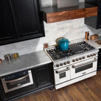 ZLINE 48 in. 6.0 cu. ft. Professional Dual Fuel Range with Gas Cooktop and Electric Convection Oven in Stainless Steel with White Matte Door (RA-WM-48)