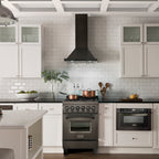 ZLINE 24 in. Wall Mount Range Hood Convertible Black Stainless Steel with Charcoal Filters 400 CFM (BSKBN-CF-24)