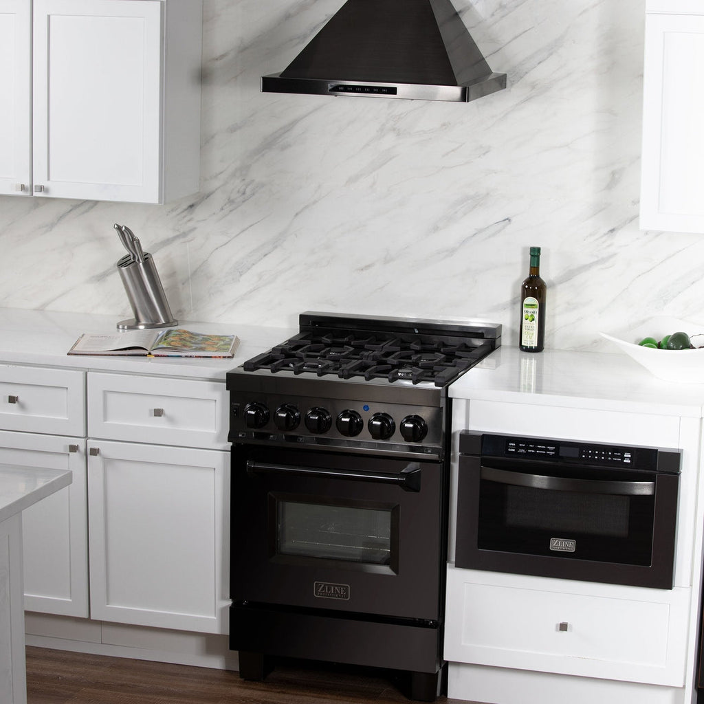 ZLINE 48 in. Wall Mount Range Hood Convertible Black Stainless Steel 400 CFM with Charcoal Filters (BSKBN-CF-48)
