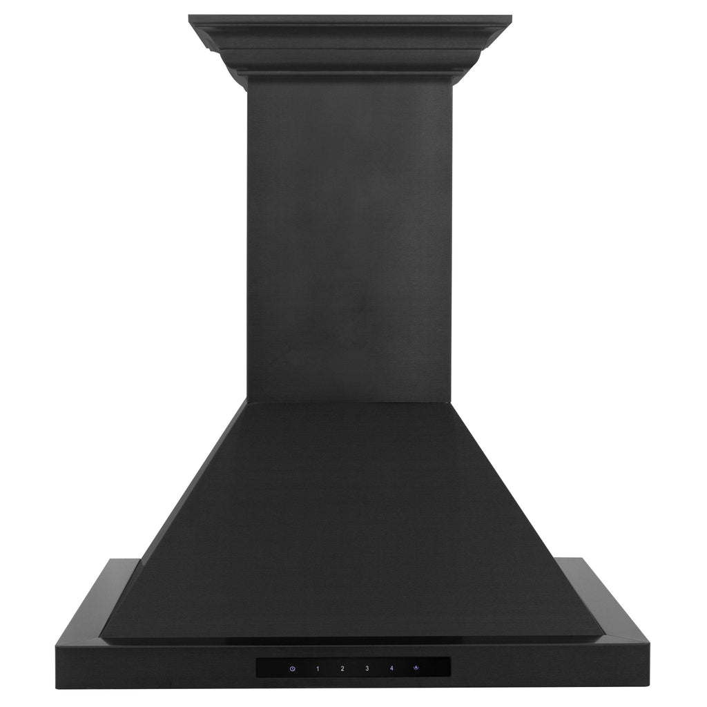 ZLINE 30 in. Wall Mount Range Hood Black Stainless Steel 400 CFM Bluetooth Crown Molding (BSKBNCRN-BT-30)