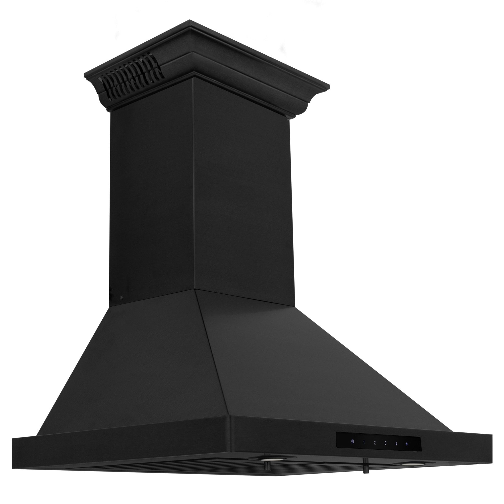 ZLINE 42 in. Wall Mount Range Hood Black Stainless Steel Bluetooth Crown Molding Included (BSKBNCRN-BT-42)