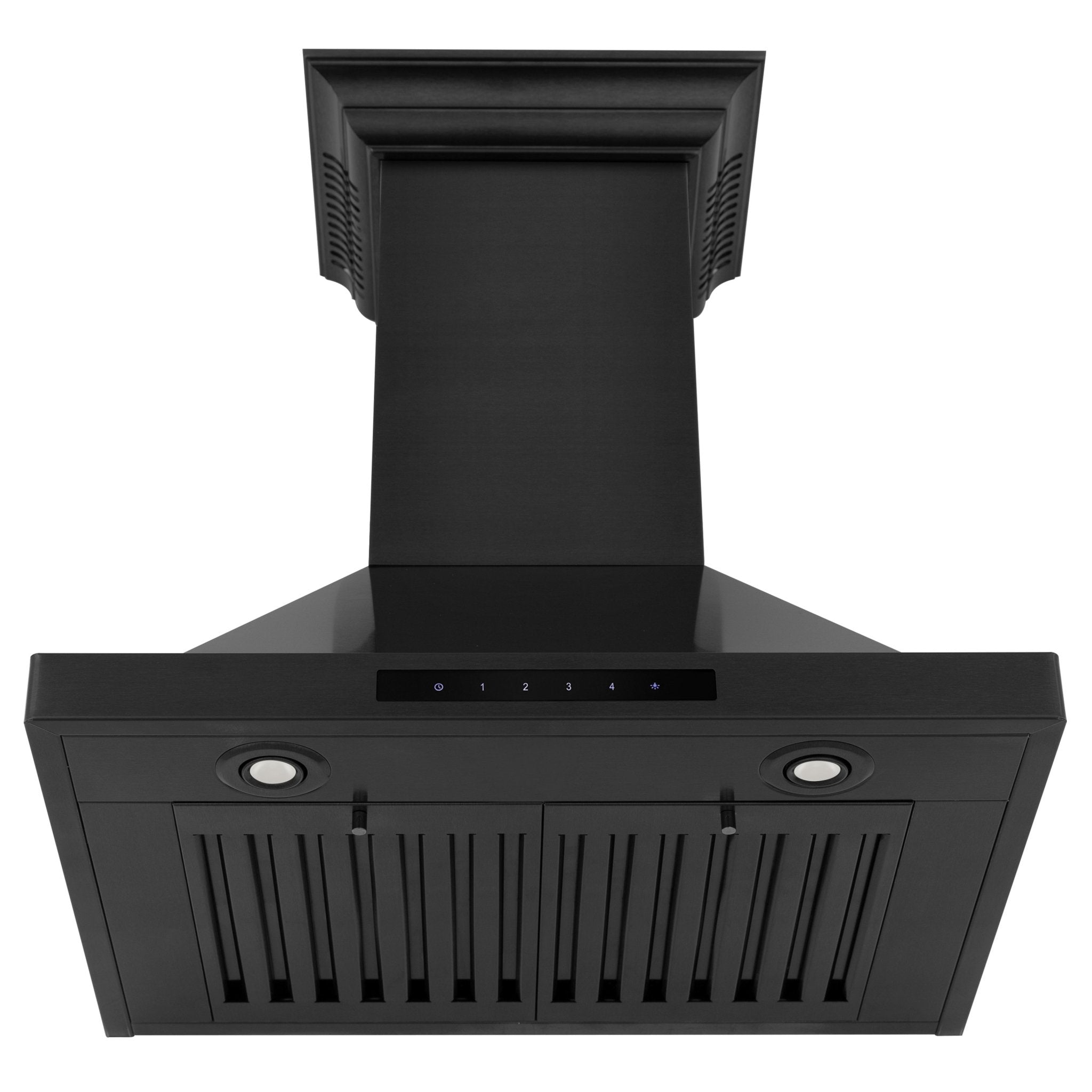 ZLINE 42 in. Wall Mount Range Hood Black Stainless Steel Bluetooth Crown Molding Included (BSKBNCRN-BT-42)