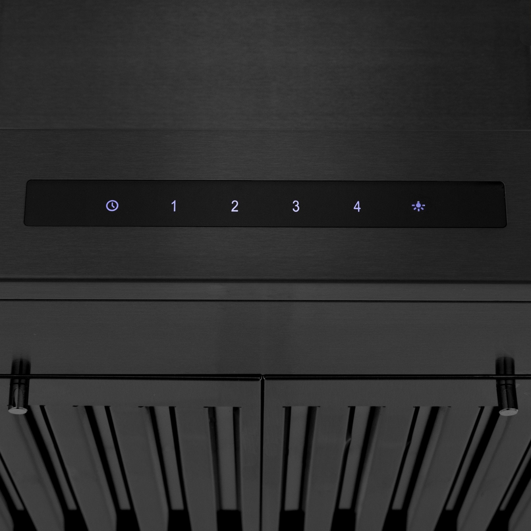 ZLINE 30 in. Wall Mount Range Hood – Convertible Vent, Black Stainless Steel, Crown Molding (BSKENCRN-30)