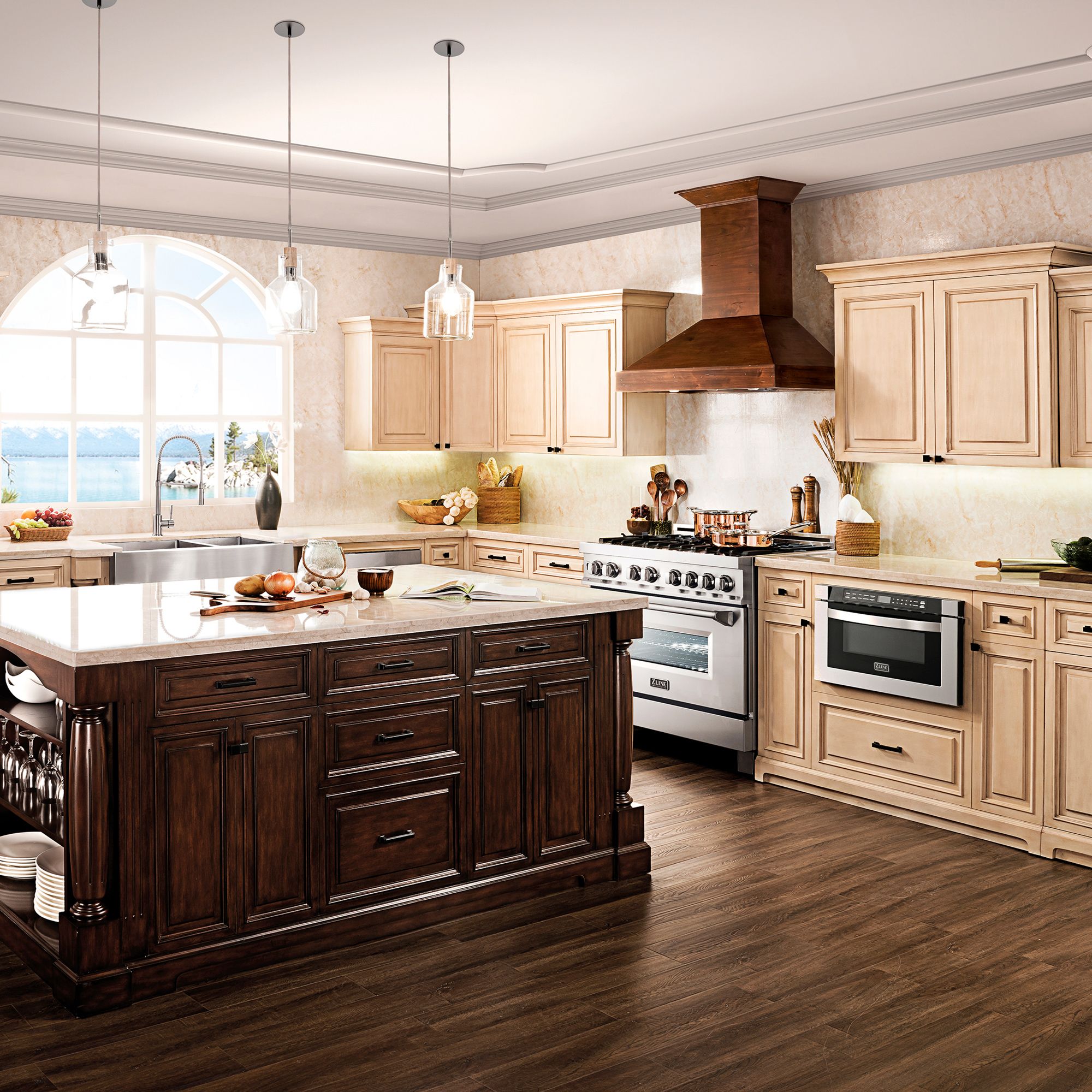 ZLINE 30 in Wall Mount Range Hood Wooden Walnut Finish Designer Kitchen Vent Hood (KBRR-30)