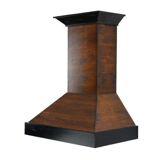 ZLINE 30 Inch Wooden Wall Mount Range Hood Antigua Walnut Finish Designer Series KBAR-30